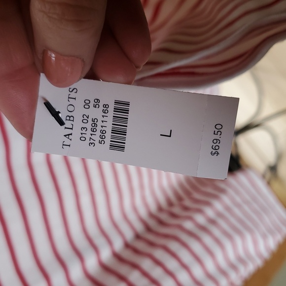Talbots Holly Holiday Embroidered Striped Sz. L Shirt with Embroidered Design - Picture 4 of 11
